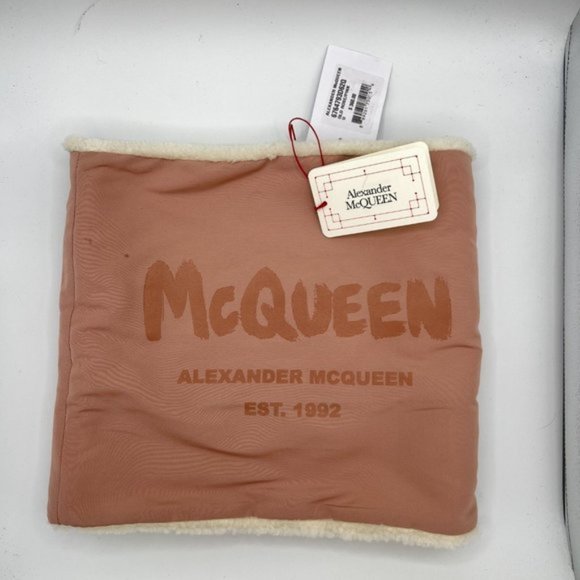 Brand New Alexander McQueen Graffiti Shearling Effect Neck Warmer Snood Scarf - Picture 7 of 7